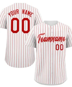 Custom White Red Stripe Fashion Authentic Baseball Jersey