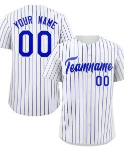Custom White Royal Stripe Fashion Authentic Baseball Jersey