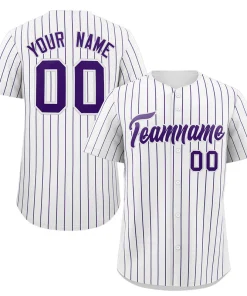 Custom White Purple Stripe Fashion Authentic Baseball Jersey