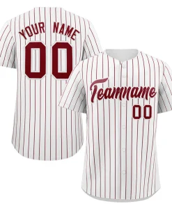 Custom White Crimson Stripe Fashion Authentic Baseball Jersey