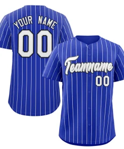 Custom Royal White-Navy Stripe Fashion Authentic Baseball Jersey