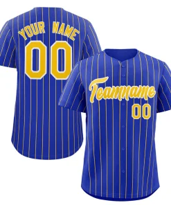 Custom Royal Gold-White Stripe Fashion Authentic Baseball Jersey