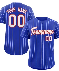 Custom Royal White-Red Stripe Fashion Authentic Baseball Jersey