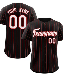 Custom Black White-Red Stripe Fashion Authentic Baseball Jersey