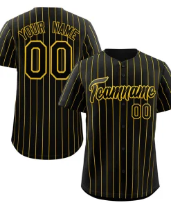 Custom Black Yellow Stripe Fashion Authentic Baseball Jersey