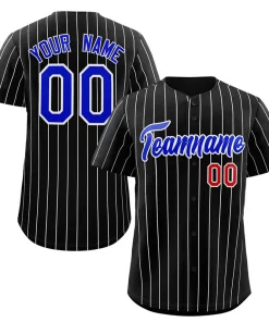 Custom Black Royal-White Stripe Fashion Authentic Baseball Jersey