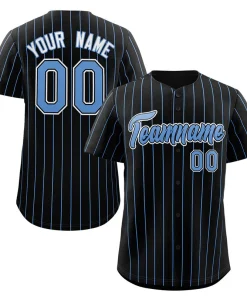 Custom Black Powder Blue-White Stripe Fashion Authentic Baseball Jersey