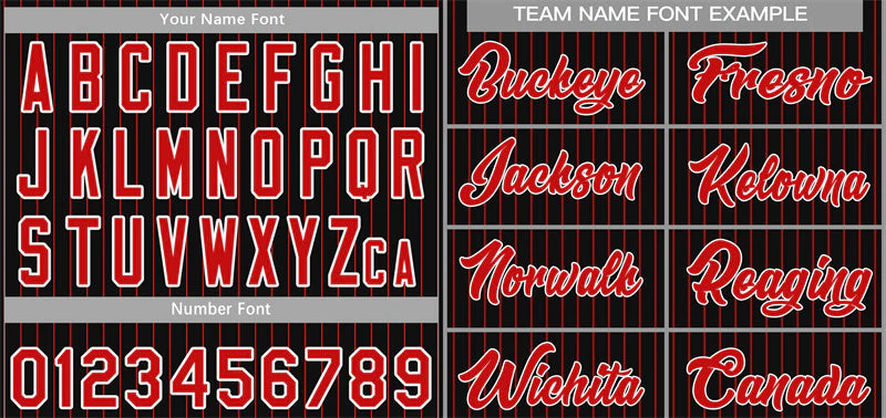 Custom Black Red-White Stripe Fashion Authentic Baseball Jersey - Image 3