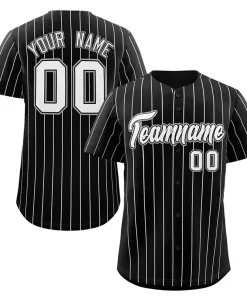 Custom Black White-Gray Stripe Fashion Authentic Baseball Jersey