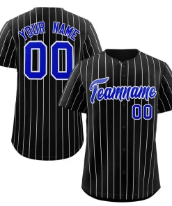 Custom Black Royal-White Stripe Fashion Authentic Baseball Jersey