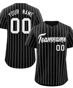 Custom Black White Stripe Fashion Authentic Baseball Jersey