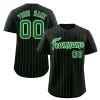 Custom Black Green-White Stripe Fashion Authentic Baseball Jersey