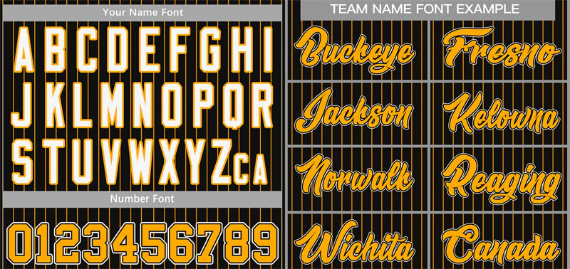 Custom Black Gold-White Stripe Fashion Authentic Baseball Jersey - Image 3