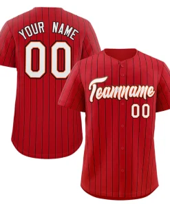 Custom Red White-Black Stripe Fashion Authentic Baseball Jersey