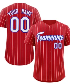 Custom Red White-Royal Stripe Fashion Authentic Baseball Jersey