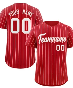 Custom Red White Stripe Fashion Authentic Baseball Jersey