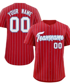 Custom Red White-Light Blue Stripe Fashion Authentic Baseball Jersey