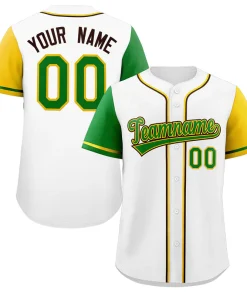 Custom White Kelly Green-Black Raglan Sleeves Authentic Baseball Jersey