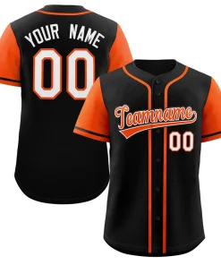 Custom Black Orange-White Raglan Sleeves Authentic Baseball Jersey