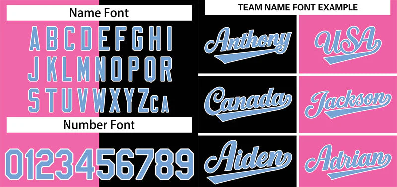 Custom Pink Black-Light Blue Split Fashion Authentic Baseball Jersey - Image 3