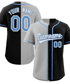 Custom Black Gray-White Split Fashion Authentic Baseball Jersey