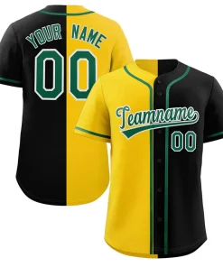 Custom Black Yellow-Green Split Fashion Authentic Baseball Jersey