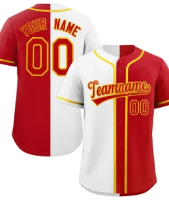 Custom Red White-Orange Split Fashion Authentic Baseball Jersey