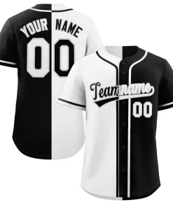 Custom Black White-Gray Split Fashion Authentic Baseball Jersey