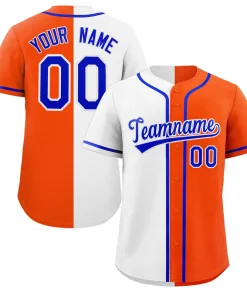 Custom Orange White-Royal Split Fashion Authentic Baseball Jersey