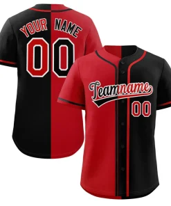 Custom Black Red-White Hook Split Fashion Authentic Baseball Jersey