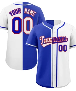 Custom White Royal-Red Hook Split Fashion Authentic Baseball Jersey