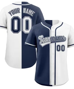 Custom White Navy Hook Split Fashion Authentic Baseball Jersey