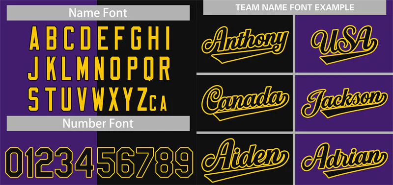 Custom Purple Black-Yellow Split Fashion Authentic Baseball Jersey - Image 3