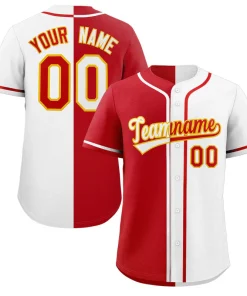 Custom White Red-Orange Hook Split Fashion Authentic Baseball Jersey
