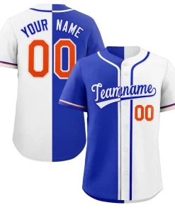Custom White Royal-Orange Hook Split Fashion Authentic Baseball Jersey