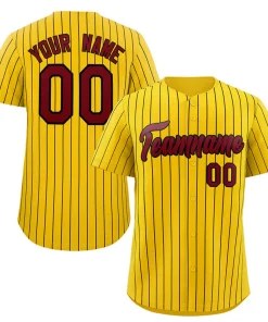 Custom Gold Crimson-Black Stripe Fashion Authentic Baseball Jersey