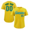 Custom Gold Aqua-Black Stripe Fashion Authentic Baseball Jersey