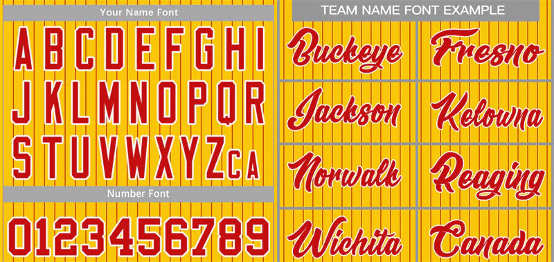 Custom Gold Red-White Stripe Fashion Authentic Baseball Jersey - Image 3