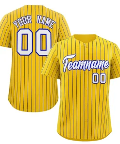 Custom Gold White-Royal Stripe Fashion Authentic Baseball Jersey