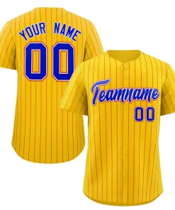 Custom Gold Royal-Orange Stripe Fashion Authentic Baseball Jersey