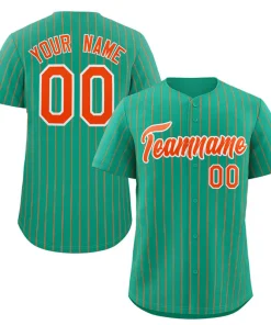 Custom Teal Orange-White Stripe Fashion Authentic Baseball Jersey