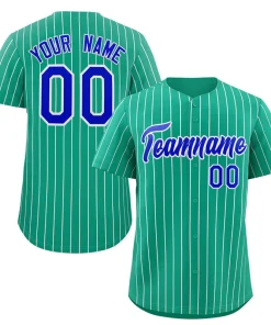 Custom Teal Royal-White Stripe Fashion Authentic Baseball Jersey