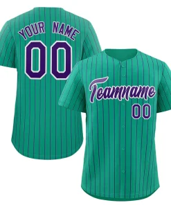 Custom Teal Purple-White Stripe Fashion Authentic Baseball Jersey