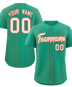 Custom Teal White-Orange Stripe Fashion Authentic Baseball Jersey