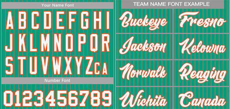 Custom Teal White-Orange Stripe Fashion Authentic Baseball Jersey - Image 3