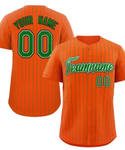 Custom Orange Green-Black Stripe Fashion Authentic Baseball Jersey