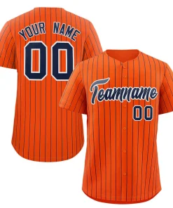 Custom Orange Navy-White Stripe Fashion Authentic Baseball Jersey