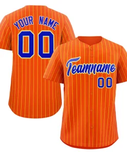 Custom Orange Royal-Yellow Stripe Fashion Authentic Baseball Jersey