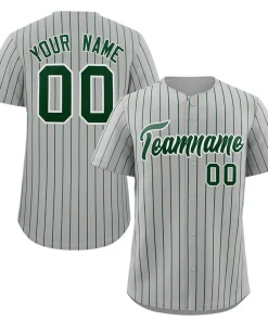 Custom Gray Green-White Stripe Fashion Authentic Baseball Jersey