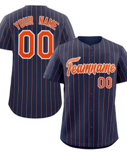 Custom Navy Orange-White Stripe Fashion Authentic Baseball Jersey